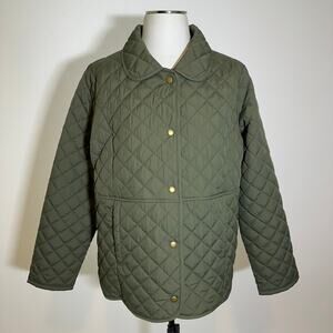 NWT Croft & Barrow Infantry Olive Green Quilted Snap Jacket Womens Size Medium M